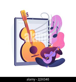 Leçons de musique en ligne résumé concept illustration vectorielle. Vidéoconférences en direct, professeur de musique, quarantaine de covid, pratique privée en ligne, pratique professionnelle Illustration de Vecteur