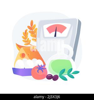 Illustration vectorielle du concept abstrait du régime méditerranéen. Programme d'alimentation saine, menu méditerranéen, plan de nutrition, cuisine maison, nourriture biologique, frais i Illustration de Vecteur