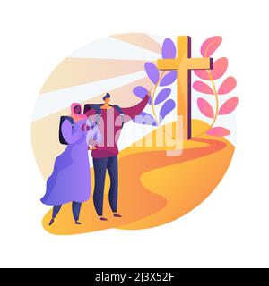 Christian Pilgrimages résumé concept illustration vectorielle. Partez en pèlerinage, visitez les lieux saint, recherchant dieu, religieuses chrétiennes, moines dans le monastère, rel Illustration de Vecteur