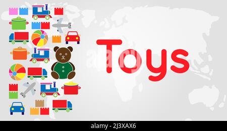 Illustration de l'arrière-plan des jouets avec les jeux pour enfants Illustration de Vecteur