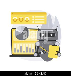 Illustration abstraite de vecteur de concept des outils marketing alimentés par l'IA. Recherche basée sur l'IA, automatisation des outils de marketing, recherche de commerce électronique, recommandation du client Illustration de Vecteur