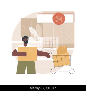 Illustration du vecteur de concept abstrait du grand magasin de boîtes. Superstore, grand magasin de détail, grand magasin, centre commercial, parc de vente au détail, marchandise générale Illustration de Vecteur