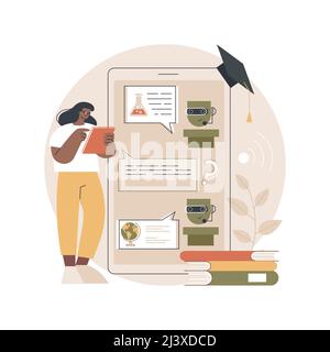 Illustration vectorielle de concept abstrait d'auto-apprentissage de Chatbot. Capacité de Chatbot, assistants virtuels, développement logiciel de chat ai, auto-apprentissage machine, Illustration de Vecteur