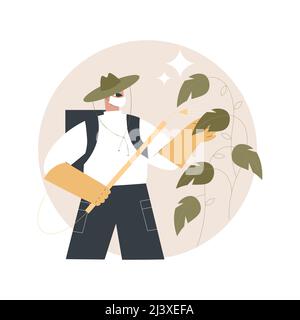 Illustration du vecteur de concept abstrait de lutte contre les mauvaises herbes. Entretien de jardinage, lutte contre les ravageurs, produits chimiques de pulvérisation, désherbage, service d'entretien de pelouse, herbicide et Illustration de Vecteur