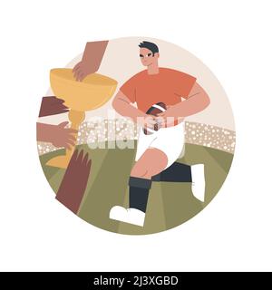 Illustration du vecteur de concept abstrait Rugby.Football américain, joueur professionnel, terrain de jeu, équipement d'entraînement, ballon de match,coupe du monde Illustration de Vecteur