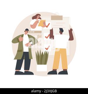 Illustration du vecteur de concept abstrait de livraison de projet. Planification de projet, gestion réussie, temps et budget, attentes des clients, logiciel d'assistance Illustration de Vecteur