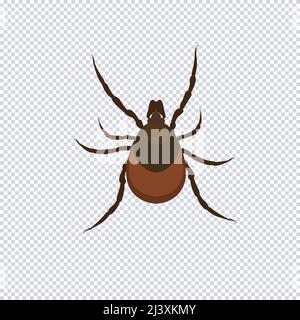 Parasite de la tique. Chien Mite Icon style plat sur transparent. Idéal pour la conception de la lutte antiparasitaire de parasite, l'extermination de parasites et le service de dissection, guérir Illustration de Vecteur