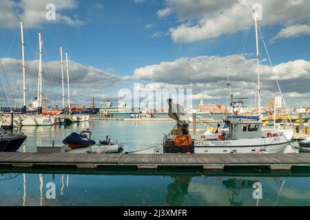 Après-midi de printemps à Gosport Marina, Hampshire, Angleterre. Banque D'Images