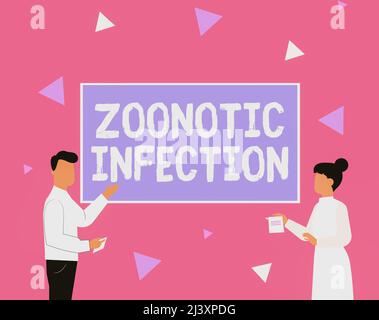 Écriture affichant le texte infection zoonotique. Aperçu de l'entreprise infection zoonotique Illustration d'un couple présentant des idées tenant des notes accrochant Banque D'Images