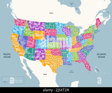 Carte des districts du Congrès des États-Unis. Illustration vectorielle haute précision. Tous les éléments sont séparés par des couches détachables et étiquetées Illustration de Vecteur