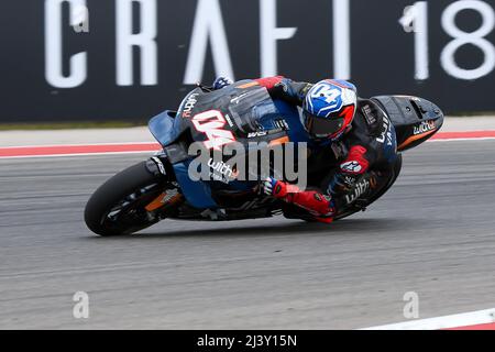 Austin, Texas, États-Unis. 10th avril 2022. MotoGP 2 pilotes en action lors de la course Red Bull Grand Prix des Amériques sur le circuit des Amériques à Austin, Texas. (Credit image: © Dan Wozniak/ZUMA Press Wire) Credit: ZUMA Press, Inc./Alamy Live News Banque D'Images