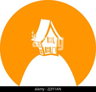 chalet de campagne sur une colline Illustration de Vecteur