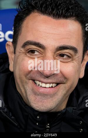 Valence, Espagne, 10 avril 2022. Xavi Hernandez, directeur du FC Barcelona, avant le match de la Liga entre Levante ud et FC Barcelona. Photo de Jose Miguel Fernandez /Alamy Live News ) Banque D'Images