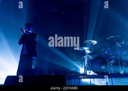 9 avril 2022, Rome, Italie: Groupe Subsonica pendant le concert â€œMicrochip Temporale Club Tourâ€.Palatlantico.Rome, Italie.10 mars 2022 (Credit image: © Roberto Bettacchi/Pacific Press via ZUMA Press Wire) Banque D'Images