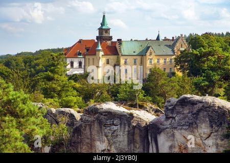 Château de Hruba Skala, ville de grès, Cesky raj, paradis tchèque ou bohémien, République tchèque Banque D'Images