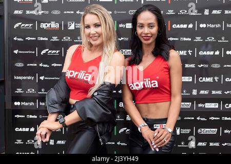 Les Amériques, Austin, Texas, États-Unis. 10th avril 2022. Paddock Girls en action au MotoGP Red Bull Grand Prix des Amériques, circuit of the Americas, Austin, Texas. Mario Cantu/CSM/Alamy Live News Banque D'Images