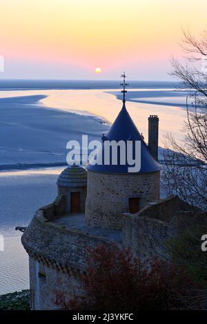 La Tour Gabriel (Tour Gabriel) au Mont-Saint-Michel (Mont Saint Michel), site classé au patrimoine mondial de l'UNESCO en Normandie, France Banque D'Images