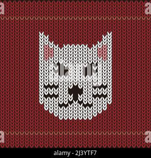 Joli chat sur le motif tricotage, bonne année, illustration vectorielle Illustration de Vecteur