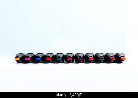 Minimalisme coloré. Ensemble de marqueurs de mises en plan. Gros plan. Banque D'Images