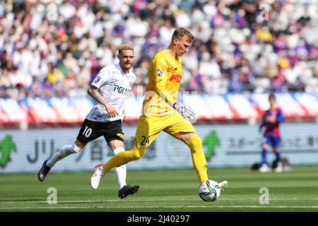Stade Ajinomoto, Tokyo, Japon. 10th avril 2022. Jakub Slowik (FC Tokyo), 10 AVRIL 2022 - football : 2022 J1 rencontre de ligue entre le FC Tokyo - Urawa Reds au stade Ajinomoto, Tokyo, Japon. Credit: Yohei Osada/AFLO SPORT/Alay Live News Banque D'Images