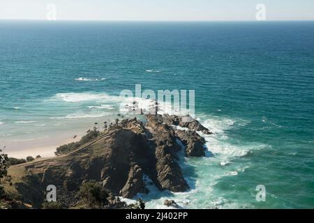 La région de Byron Bay montre la plage de Little Wategos et Cape Byron le point le plus à l'est de l'Australie. Banque D'Images