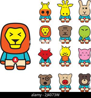 Personnage animal télévision icon set Illustration de Vecteur