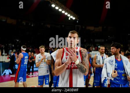 Varese, Italie. 10th avril 2022. Sokoras pendant Openjobmestis Varèse vs Nutribullet Treviso Panier, basket-ball italien Un championnat de Serie à Varèse, Italie, aprile 10 2022 crédit: Independent photo Agency/Alamy Live News Banque D'Images