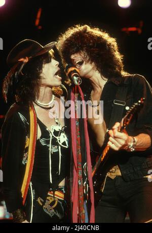 Aerosmith en concert en 1984 Credit: Jeffrey Mayer / Rock Negative / MediaPunch Steven Tyler Banque D'Images