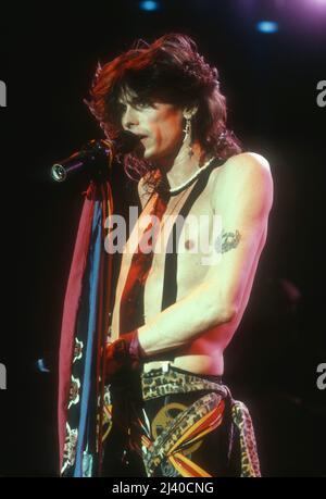 Aerosmith en concert en 1984 Credit: Jeffrey Mayer / Rock Negative / MediaPunch Steven Tyler Banque D'Images