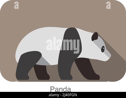 Panda marcher côté plat icône 3D design, illustration vectorielle Illustration de Vecteur