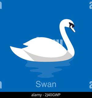 White Swan la baignade dans le lac, série d'oiseaux Illustration de Vecteur