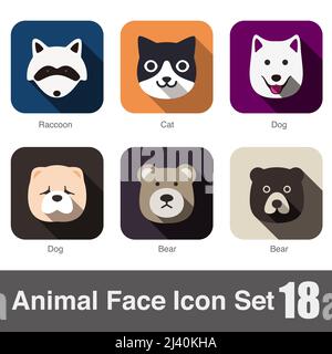 Face à l'animal, Vecteur icône plate Illustration de Vecteur