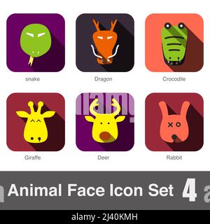 Face à l'animal, Vecteur icône plate Illustration de Vecteur