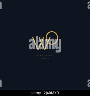 Lettre initiale de l'alphabet icône logo WO Illustration de Vecteur