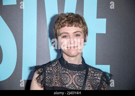 New York, États-Unis. 10th avril 2022. Sophia Lillis participe à la projection « The Unsupportables Weight of massive Talent » de New York à Regal Essex Crossing à New York. Crédit : SOPA Images Limited/Alamy Live News Banque D'Images