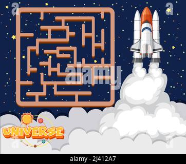 Modèle de jeu avec illustration d'arrière-plan de thème d'espace Illustration de Vecteur