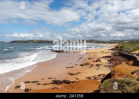 Long Reef Beach et promontoire sur les plages du nord de Sydney, Nouvelle-Galles du Sud, Australie Banque D'Images