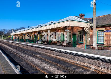 Plate-forme de la gare de Sheringham, North Norfolk Railway – The Poppy Line, East Anglia, Angleterre, Royaume-Uni Banque D'Images