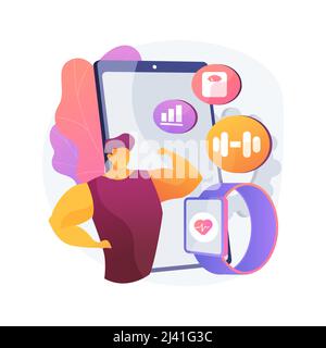 Illustration vectorielle de concept abstrait SMART Training. Programmes et outils en ligne SMART Training, nouvelle technologie de gym, application d'entraînement physique, impro Illustration de Vecteur