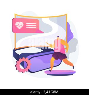 VR fitness gym résumé concept illustration vectorielle. Système d'entraînement de réalité virtuelle, nouvelle technologie de fitness, profitez de votre entraînement, nouvelle façon de se mettre en forme, Illustration de Vecteur