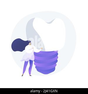 Dentiers dentaires implants concept abstrait illustration vectorielle. Implant dentaire, blanchiment des dents, remplacement permanent des dents, dentisterie cosmétique, ortho Illustration de Vecteur