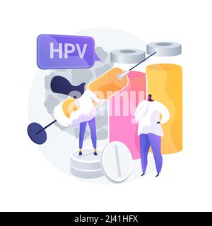 Illustration du vecteur de concept abstrait du traitement du papillomavirus humain. Le papillomavirus humain médicament, le traitement HPV, la réponse du système immunitaire, soulager s Illustration de Vecteur