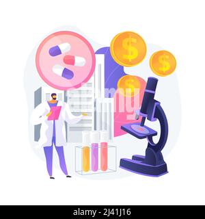 Illustration du vecteur du concept abstrait commercial pharmacologique. Industrie pharmacologique, industrie pharmaceutique, recherche et production en médecine, ph Illustration de Vecteur