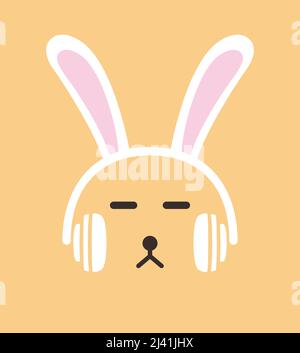 Caricature lapin avec casque, profitez de la musique Illustration de Vecteur