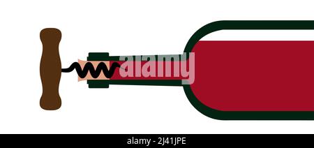 bouteille de vin et tire-bouchon. Bannière et motif vectoriels Illustration de Vecteur