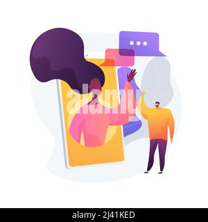 Restez connecté à l'illustration du vecteur de concept abstrait People. Auto-isolement, connexions aux médias sociaux, meetup amis, communication en ligne, social Illustration de Vecteur