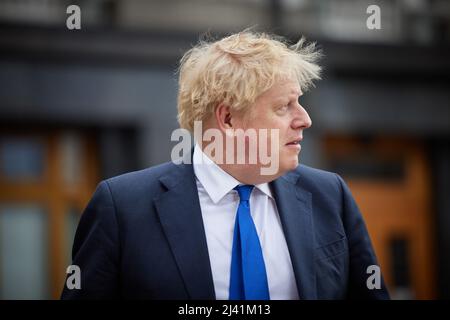 KIEV, UKRAINE - 09 avril 2022 - le Premier ministre britannique Boris Johnson rencontre le président ukrainien Volodymyr Zelensky lors d'une visite surprise à la guerre Banque D'Images