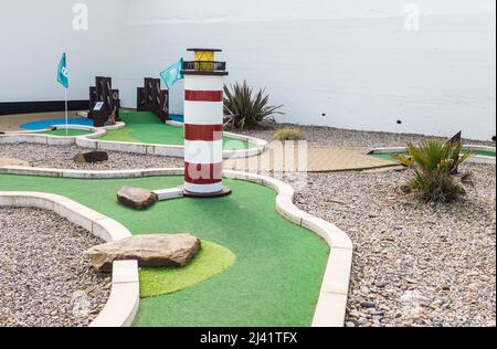 Le mini golf jeux pour enfants à Marseille par la mer,Angleterre,UK Banque D'Images