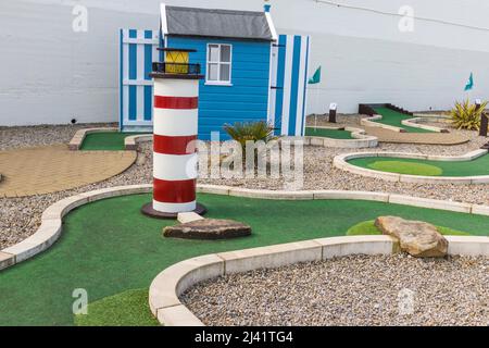 Le mini golf jeux pour enfants à Marseille par la mer,Angleterre,UK Banque D'Images