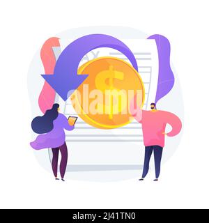 Documents fiscaux. Document de compte de résultat. Processus de transaction d'argent. Consultation de comptabilité. Processus comptable, paiement de facture, analyse financière Illustration de Vecteur